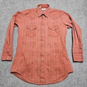 Vtg Silver Collection By Karman Mens Large Western‎ Pearl Snap Red Line Shirt